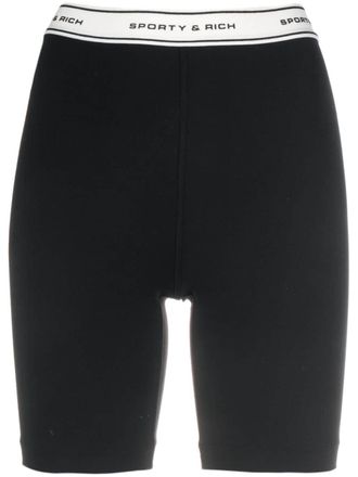 Sporty & Rich Shorts con banda logo - Nero