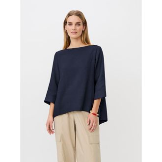 Masai Dovinia 3/4 Sleeve Round Neck Blouse in Navy at Nordstrom, Size X-Small