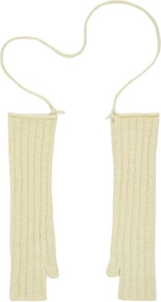 Rus Geribde Vingerloze Handschoenen met Afneembaar Buisvormig Koord - Dames - Handschoenen - Geel - ONE Size - Accessoires