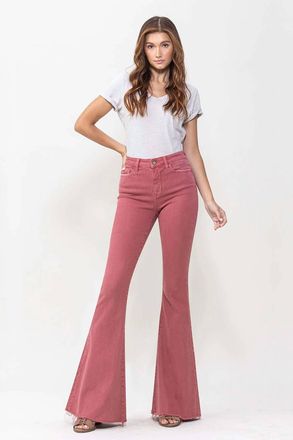 Flying Monkey High Rise Super Flare Jean In Mineral Red