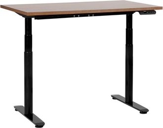 Beliani Beliani - Escritorio De Altura Regulable El&eacute;ctrico Dise&ntilde;o Moderno Patas Redondas 120 X 72 Cm Tablero Madera Oscura Soporte De Acero Negro Destinas