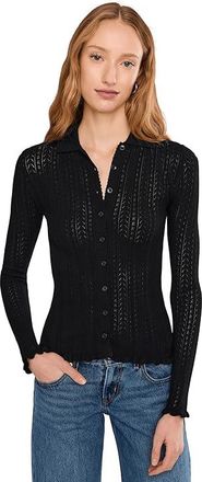 Madewell Snowy Lace Stitch Melody Collar Long Sleeve Top Womens Sweater Abyss : LG (Womens 10-12), Polyester/Viscose
