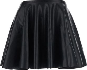 Norma Kamali Flared Mini Rok - Dames - Leren & Su&egrave;de rokken - Zwart - M - Leer - Rokken