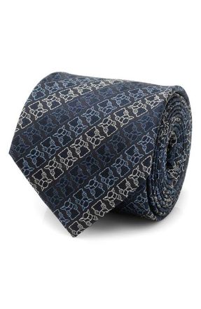Cufflinks Inc. Grogu Outline Stripe Silk Blend Tie in Navy at Nordstrom