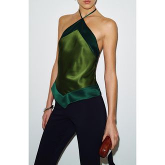 Reformation Jillian Silk Halter Top in Topiary at Nordstrom, Size 10