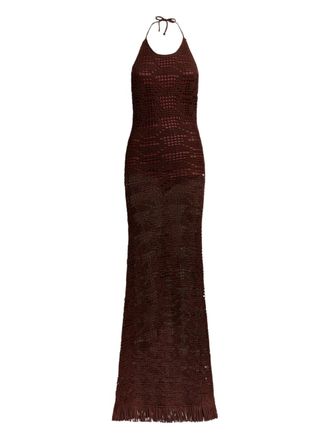 Etro crochet-effect maxi dress - Brown