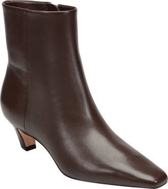 Marc Fisher Womens Danai Kitten Heel Leather Ankle Bootie In Dark Brown
