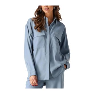 Minus Overhemden, Dames, Blauw, XS, Livina Oversized Shirt Blauwe Blouse