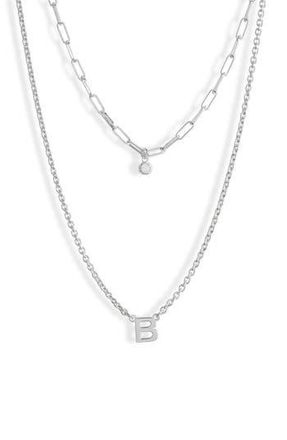 Meshmerise Diamond Initial Charm Necklace in White-B at Nordstrom Rack