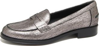 Tod's Zilveren glanzende leren loafers - Dames - Loafers - Grijs - 35 1/2 EU - Leer - Schoenen