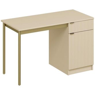 Vente-Unique Scrivania con elementi contenitivi - MDF e metallo - Beige e dorato - MILIAKI di Pascal Morabito