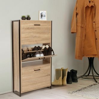 IDMarket Idmarket - Mueble Zapatero Luis De 3 Puertas Y Dise&ntilde;o Industrial