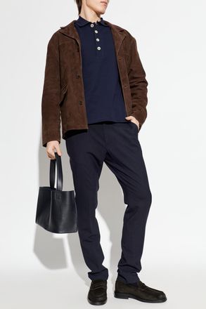 Eleventy Cotton Long-sleeve Polo, Mens, Navy Blue