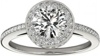 Allurez Halo Diamond Engagement Ring Setting Shank Accents 14k W. Gold 0.50ct