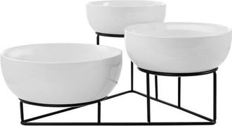 Gibson Home 4 Piece Bowl Set with Metal Rack in White at Nordstrom