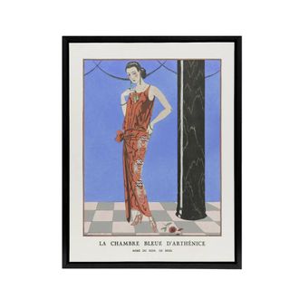 Artery8 Blue Room of Arthenice Fashion Barbier Vintage Framed Canvas Wall Art | Size: W24 x H32
