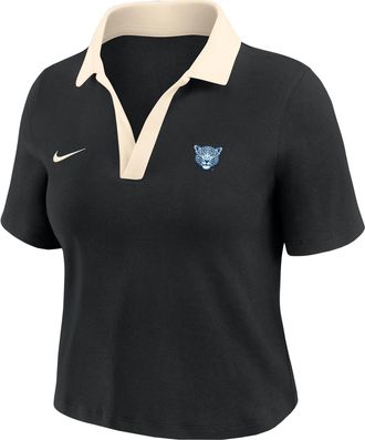 Nike Womens College (Spelman College) Short-Sleeve Polo Crop Top in Black | ZW12574SPEC25-BLK