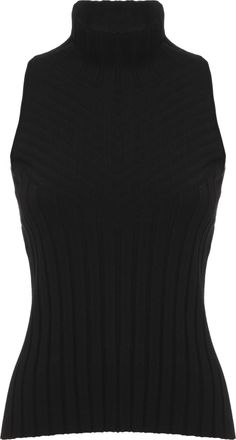 D.exterior Black Ribbed Viscose Tank Top