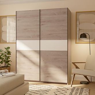 Dmora Guardarropa 2 Puertas Manita, Armario Dormitorio 2 Estantes, Barra Para Colgar, 2 Puertas, 150x204h Cm Roble Marr&oacute;n
