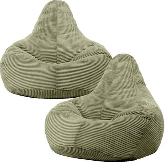 Icon Brand Set de 2 pufs reclinable en respaldo alto y pana verde salvia