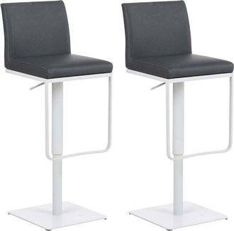 Clp Lote De 2 Taburetes De Bar Panam&aacute; Tapizados En Polipiel Gris Blanco