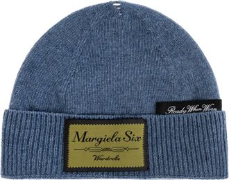 Maison Margiela Accessoires, unisex, Blauw, S, Wol, Pet met logo