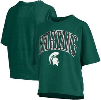 Pressbox Womens Pressbox Green Michigan State Spartans Nelson Arch Over Logo Waist Length Oversized Slub T-Shirt at Nordstrom, Size Small
