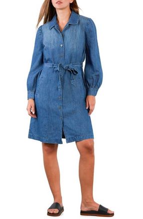 Wash Lab Denim Sweet Fade Tie Waist Denim Shirtdress in Denim Fade at Nordstrom, Size X-Small