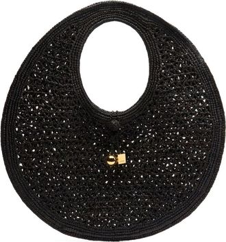 Jacquemus Le Rond Spiaggia raffia shoulder bag - women - Raffia - One Size - Black