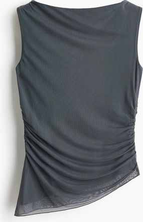 H&M Drapiertes Tanktop aus Mesh - Grau