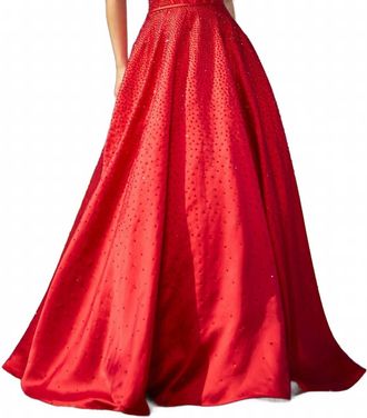 Sherri Hill Sparkling Bow Dress In Red