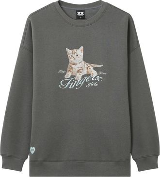 Fingercroxx cat-print sweatshirt - women - Cotton/Polyester - S - Grey