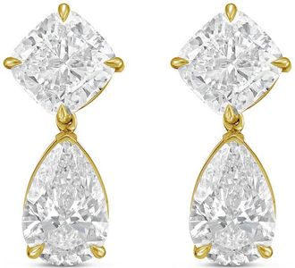 Diana M. Jewels 14kt Yellow Gold 10.00 Ct tw of Lab grown square cushion and pear shape diamond earrings