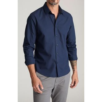 UNTUCKit Castello Solid Navy Wrinkle Free Cotton Button-Up Shirt at Nordstrom, Size Xx-Large
