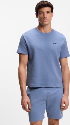 HUGO BOSS Pyjamaoberteil BOSS Waffle T-Shirt, Herren, Gr. XXL, light, pastel blau 459, Obermaterial: 60% Baumwolle, 40% Polyester, regular fit, Rundhals, Shirts