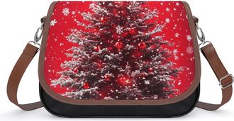 Generic Christmas Tree with Snowflakes Womens Crossbody Bag Fashion Shoulder Handbags Message Tote Bag with Adjustable Strap