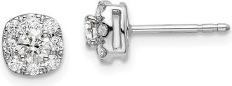 Diamond2Deal 14K White Gold 1/2 ct Lab Grown Diamond Cushion Halo Stud Earrings VS Clarity, G-H Color