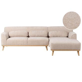Beliani Beliani - Sof&aacute; Esquinero Respaldo Acabado Mullido Chenilla Beige Izquierdo Simos