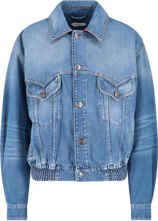 Versace Blue Cotton Denim Signature Details Jacket