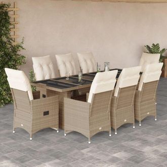 vidaXL Set De Mesa Y Sillas De Jard&iacute;n 5 Pzas Y Cojines Rat&aacute;n Pe Beige Vidaxl