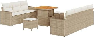 vidaXL Conjunto De Sof&aacute; De Jard&iacute;n 10 Pcs Beige Rat&aacute;n Sint&eacute;tico Vidaxl