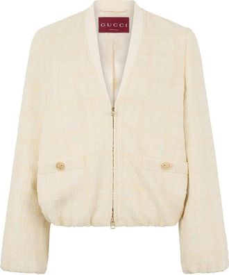 Gucci Geruite katoenen tweed jas - Dames - Blazers - Beige - S - Katoen - Jassen