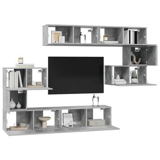 Berkfield Home Modern 8 Piece TV Cabinet Set Concrete Grey Engineered Wood