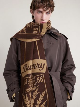 Burberry Logo-Jacquard Fringed Wool Scarf