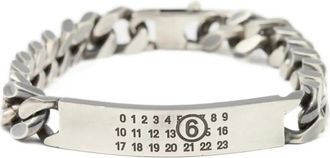 Maison Margiela Bracciale a catena con logo inciso - Argento