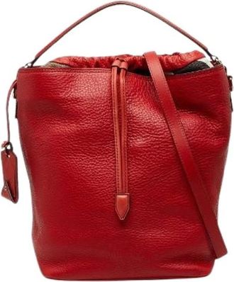Burberry Pre-owned Bucket Bags, female, Red, Size: ONE SIZE Pre-owned Leather 2way Bag