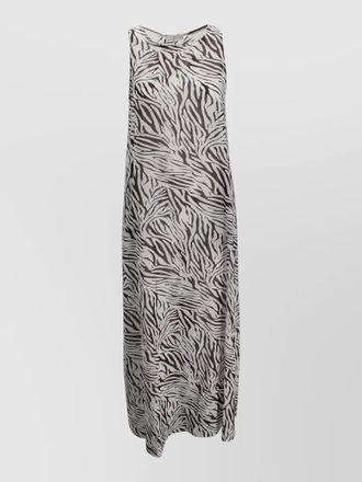 Whyci sleeveless linen maxi dress melted print