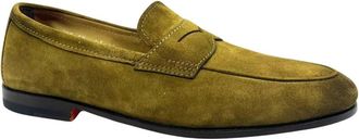 Santoni Loafer - Heren - Loafers - Groen - 41 1/2 EU - Leer - Schoenen