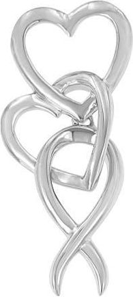 House of Brilliance 925 Sterling Silver Double-Heart & Awareness Ribbon Linked Pendant Necklace in White at Nordstrom