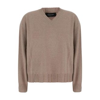 Fabiana Filippi V-hals Trui - Dames - V-hals truien - Beige - S - Wol - Truien & Vesten